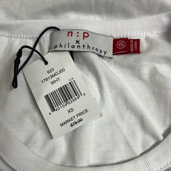 Revolve n:philanthropy White Harlow T Shirt Cutout Crewneck NWT Distressed - Picture 9 of 12